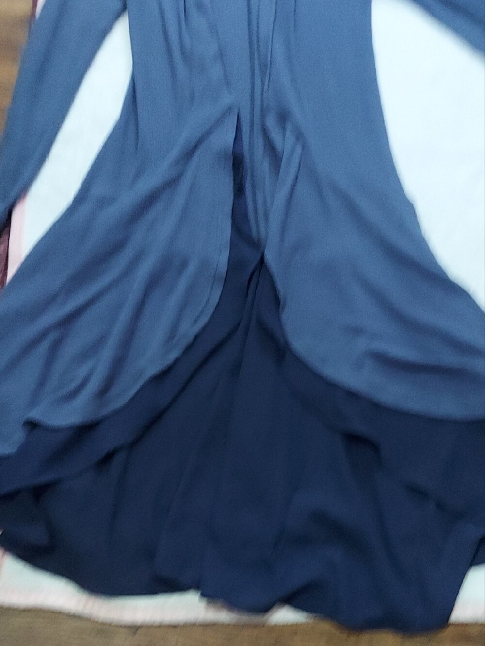 5 for $10 M&M Reborn Navy Layered Open-Front Long Sleeve Dress - Picture 5 of 8